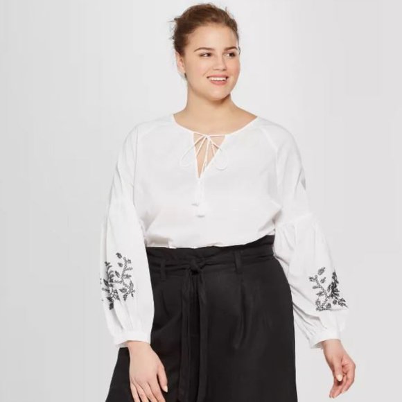 Long Sleeve Embroidered Blouse -74-485 - Picture 1 of 2